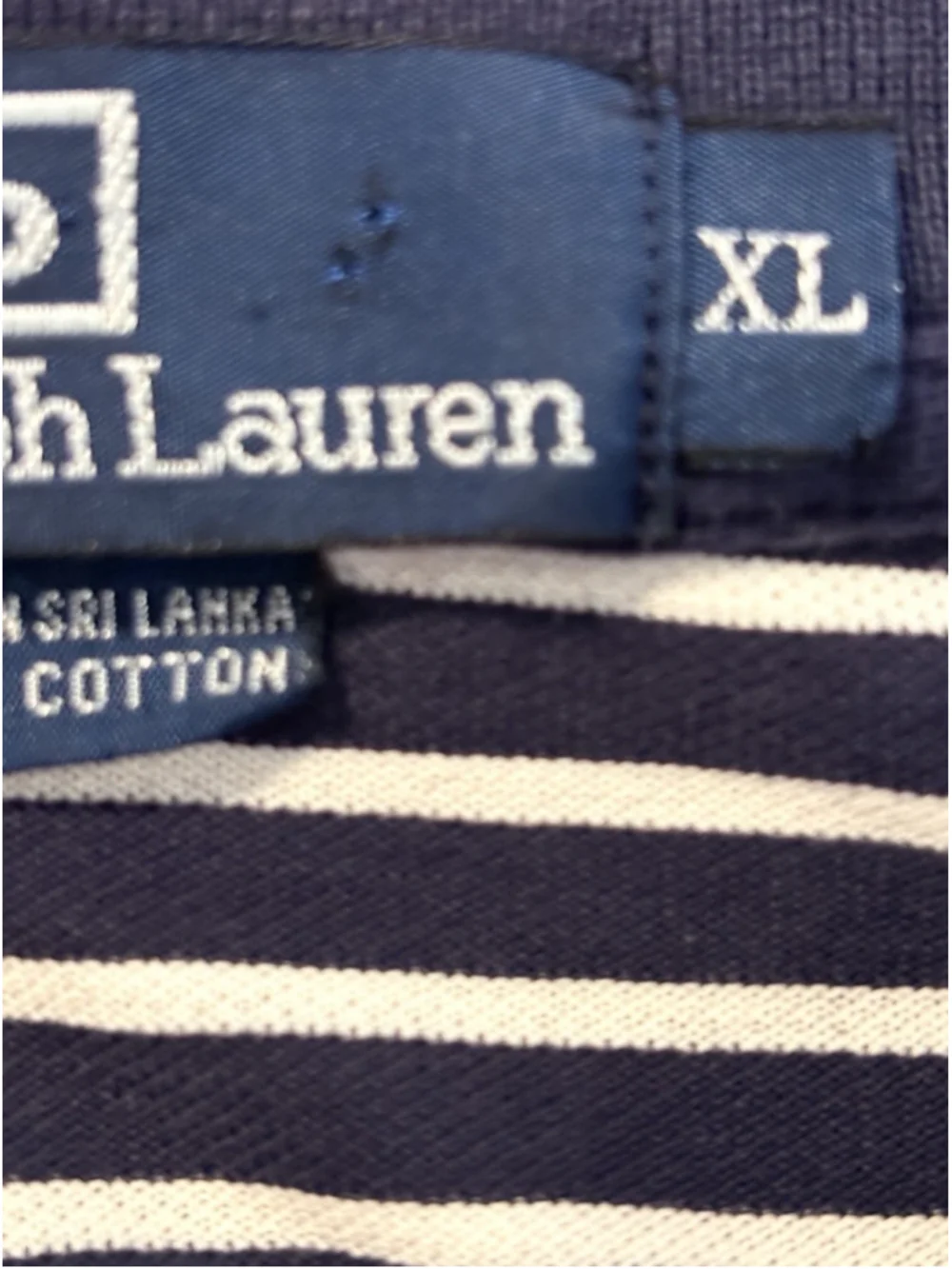 Vintage Polo Ralph Lauren Mens XL Navy Blue White Striped Polo Shirt Preppy Pony